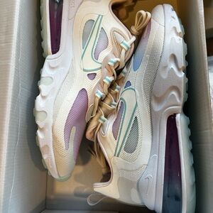 Nike Air Max 270 React Cream and Purple Sneakers